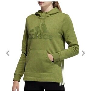 Adidas Womens Badge Of Sport Tech Olive Green Fitted Hoodie Sweatshirt small